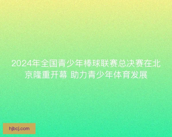 2024年全国青少年棒球联赛总决赛在北京隆重开幕 助力青少年体育发展